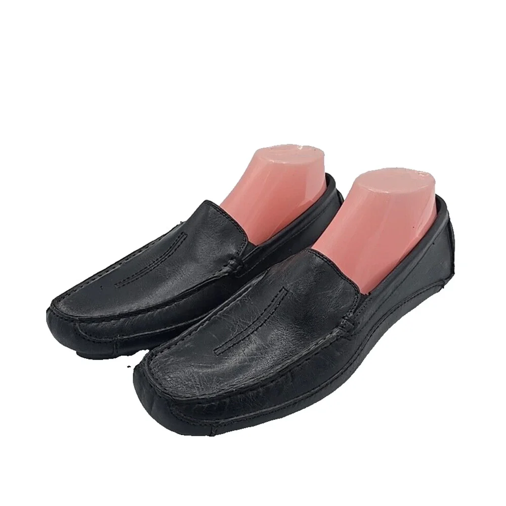 Clarks 87736 Black Leather Driving Moccasin Loafer Casual‎ Shoes Men's Size 9.5M